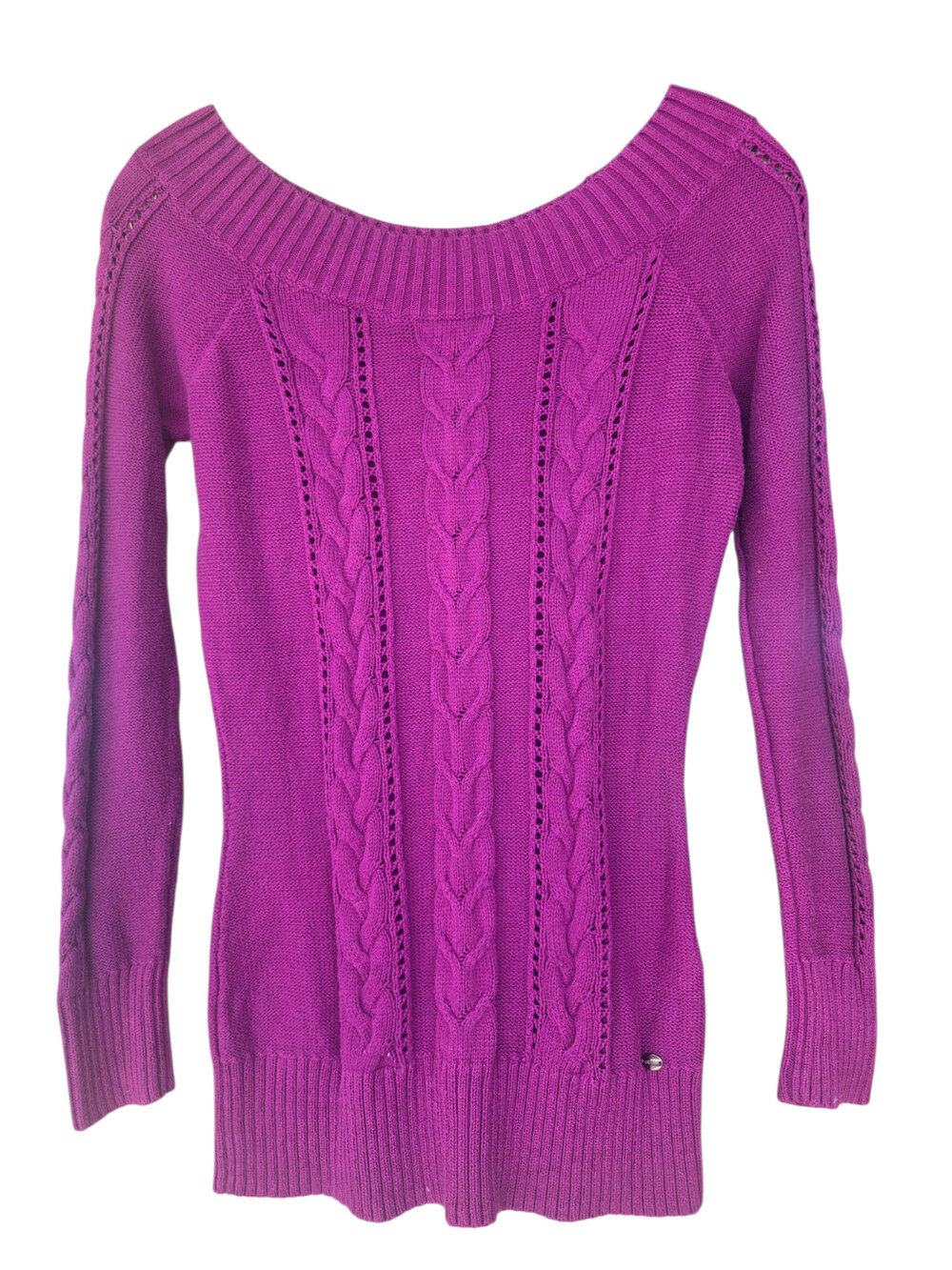 Guess Vintage Y2K Purple Off-Shoulder Knit Sweater 2000s Medium